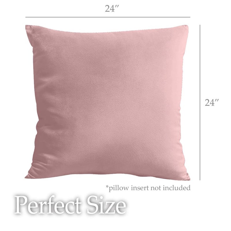 lalaLOOM مجموعة أغطية وسائد رمي مخملية من lalaLOOM مكونة من 2 وسائد مربعة مزخرفة مقاس 24 × 24 لديكور المنزل وحالات لهجة ناعمة وأغطية وسائد حريرية قابلة للغسل في الغسالة للأريكة والأريكة وغرفة النوم وغرفة المعيشة والورد المغبر - Image 5